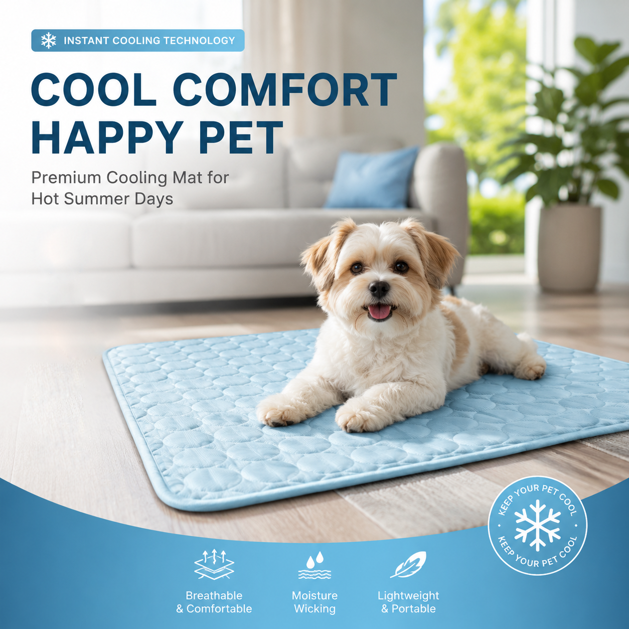 Polarvix®  Beat the Heat! ❄️ Cooling Mat for Pets 🐶🐾 | Self Cooling • Breathable • Perfect for Summer