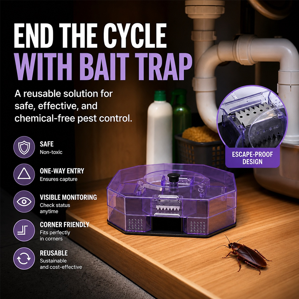 ⏳Time-Limited Special⏰ Reusable Roach Trap – Physical capture, no toxic sprays. One‑way doors, easy to check & clean. Safe for homes with kids & pets! 🏠✨---Polarvix®