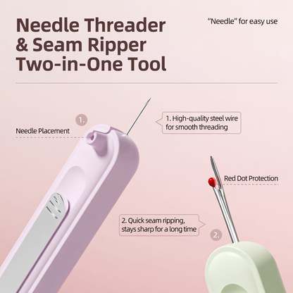 ✂️2-in-1 Needle Threader & Seam Ripper with Retractable Design for Hand Sewing, Quilting & Needle Crafts🪡--Polarvix®