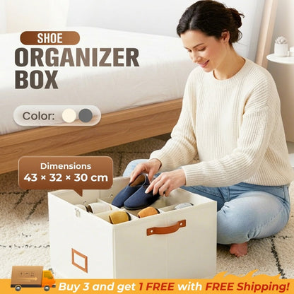 👟 Fabric Shoe Organizer Storage Box – Foldable, Large Capacity, Dustproof & Breathable for Closet & Bedroom Polarvix®🧺✨