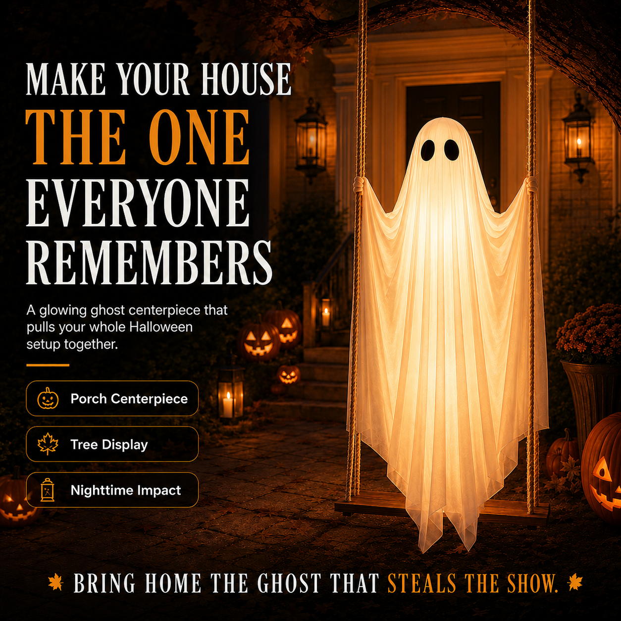 👻 Light-Up Swinging Ghost Halloween Decoration---Polarvix®