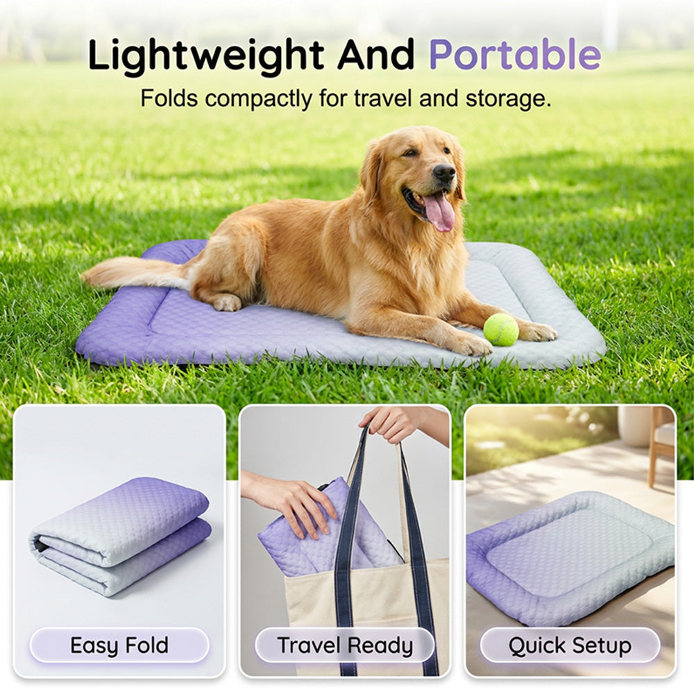 ❄️Pet Cooling Mat for Dogs & Cats 🐾  Naturally Cool Ice-Silk Pad • Breathable, Washable & Soft---Polarvix®