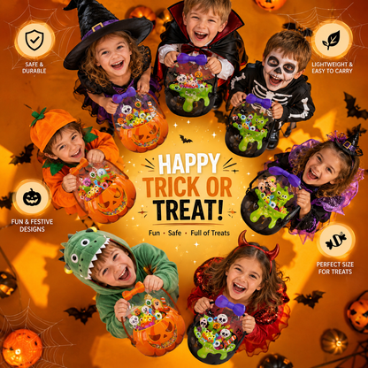 50 Pcs Halloween Goodie Bags – Clear Cauldron Candy Favor Bags---Polarvix®