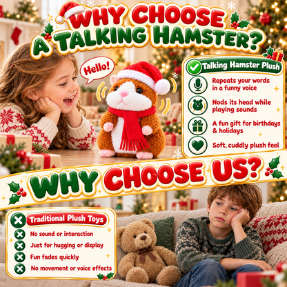 🎁🎄 Talking Hamster Plush – Interactive Learning Toy & Fun Christmas Gift for Kids
