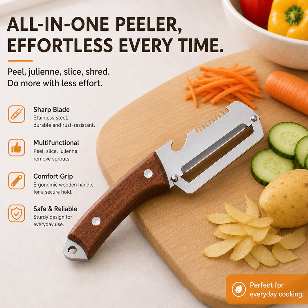 🥕 2-in-1 Multifunctional Vegetable Peeler Set | Peel, Slice & Julienne-Polarvix®