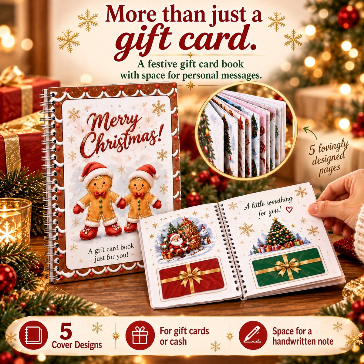 🎁🎁 40% OFF – Perfect for Christmas! 🎅 Christmas Gift Card Album – DIY Spiral Album for Personalized Gifts 👍– Polarvix®