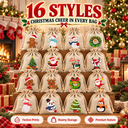 🎄⛄ Christmas Jute Gift Bags with Drawstrings — Neatly Pack Loose Candies and Gifts in Seconds 🎁🎄– Polarvix®