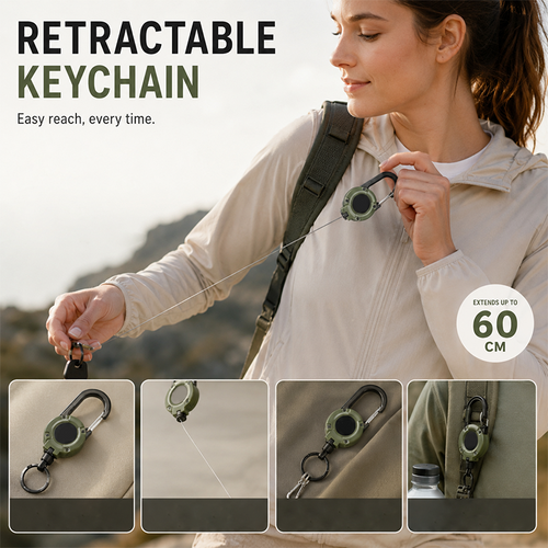 upsell Polarvix® 💥LAST DAY SALE 40%OFF💥🏆Retractable Carabiner Keychain 🎣 – 60cm Steel Cord, Heavy-Duty Badge Reel, Lightweight EDC Tool for Keys, ID & Outdoor Use