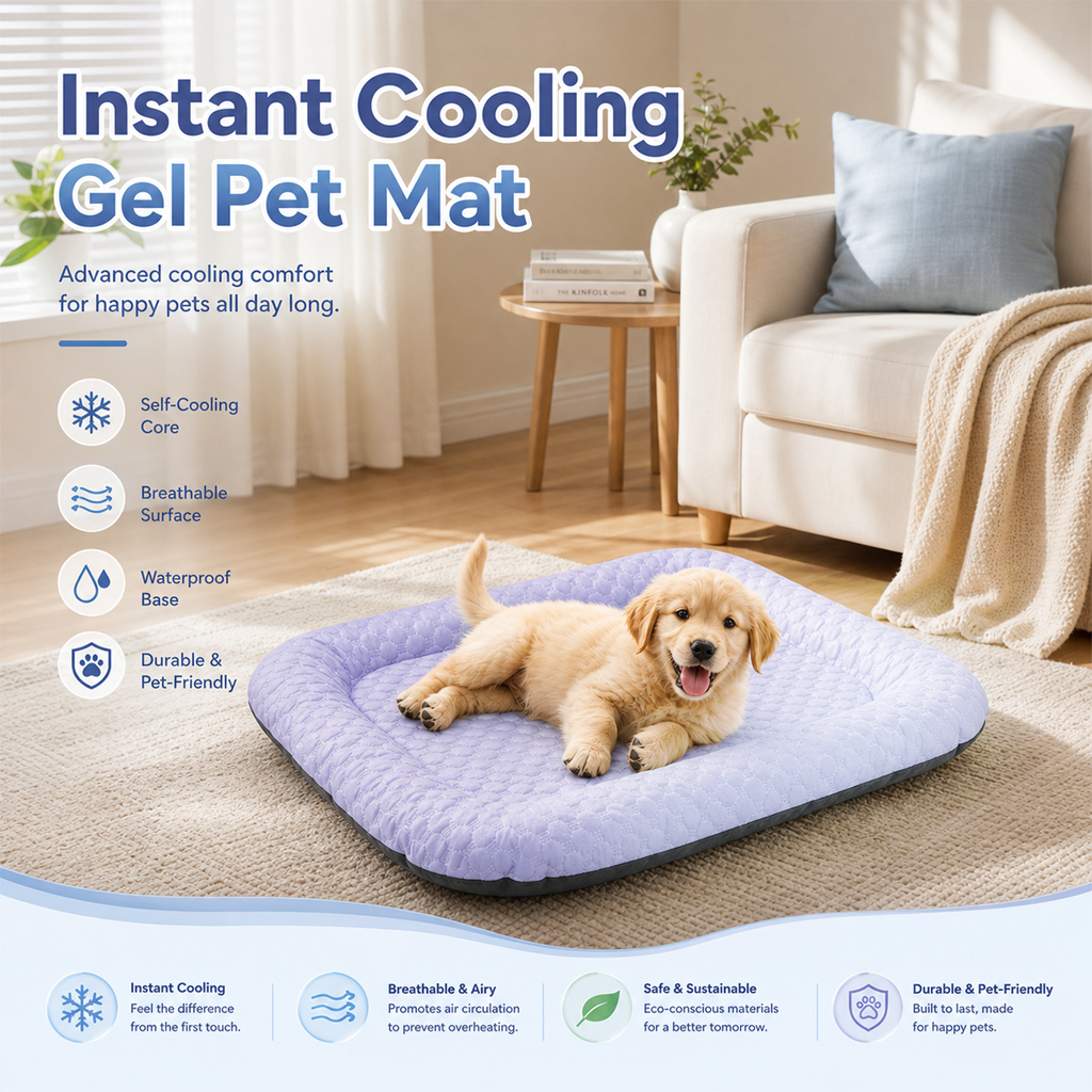 Beat the Heat! ❄️ Cooling Mat for Pets 🐶🐾 | Self Cooling • Breathable • Perfect for Summer--Polarvix®