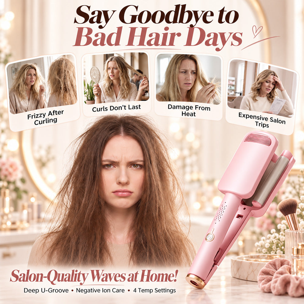 ✨ 💈 LIMITED-TIME ! 💐 Wavy Curling Iron – Effortless Clamp-and-Hold Styling, Save Time on Your Everyday Look