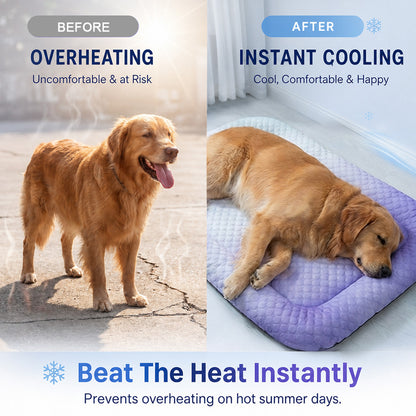 ❄️Pet Cooling Mat for Dogs & Cats 🐾  Naturally Cool Ice-Silk Pad • Breathable, Washable & Soft---Polarvix®