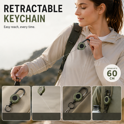 Polarvix® 💥LAST DAY SALE 40%OFF💥🏆Retractable Carabiner Keychain 🎣 – 60cm Steel Cord, Heavy-Duty Badge Reel, Lightweight EDC Tool for Keys, ID & Outdoor Use