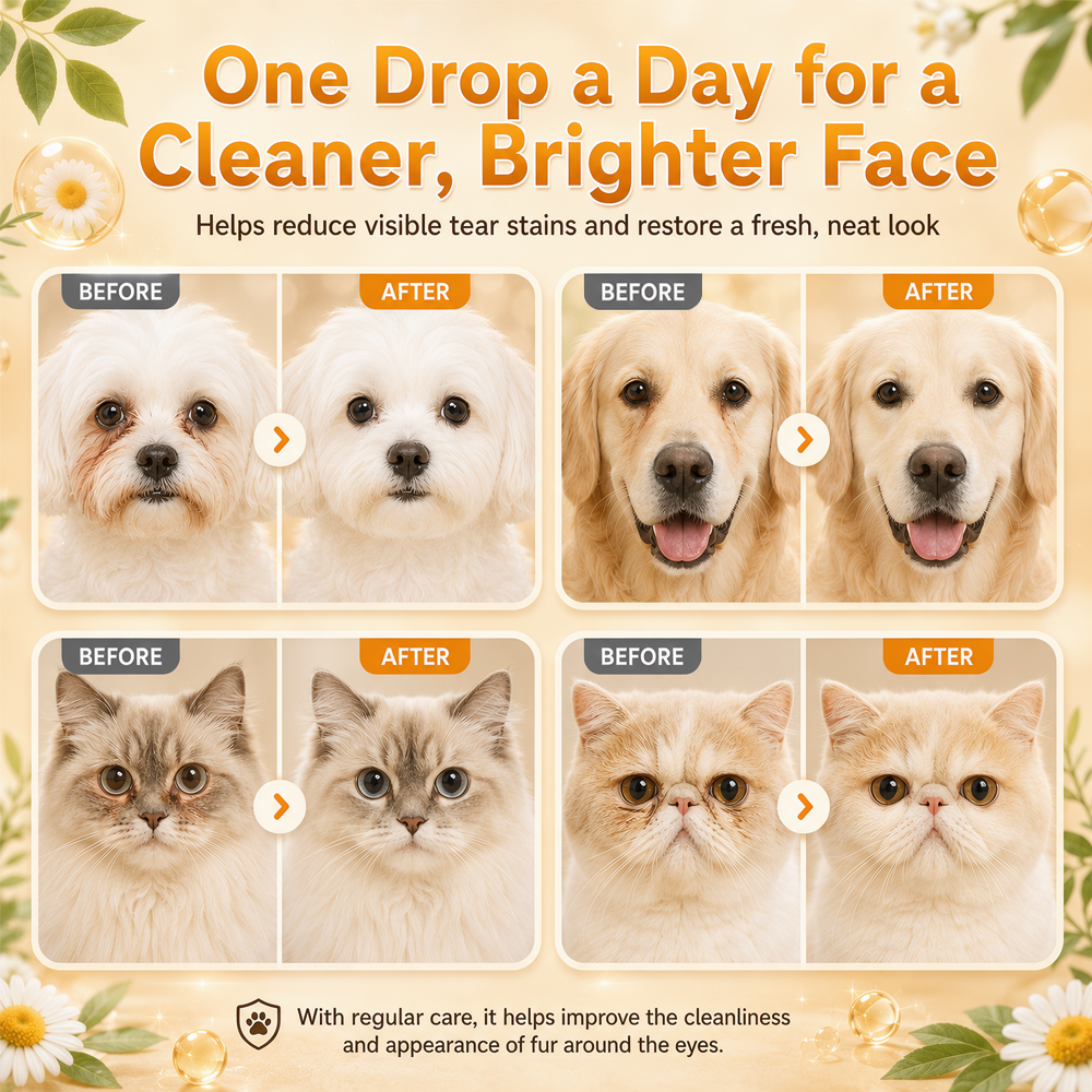 Daily Eye Cleaning--Gentle Pet Eye Stain Remover Drops, Nourishing Soothing Essence for Dogs and Cats Polarvix®