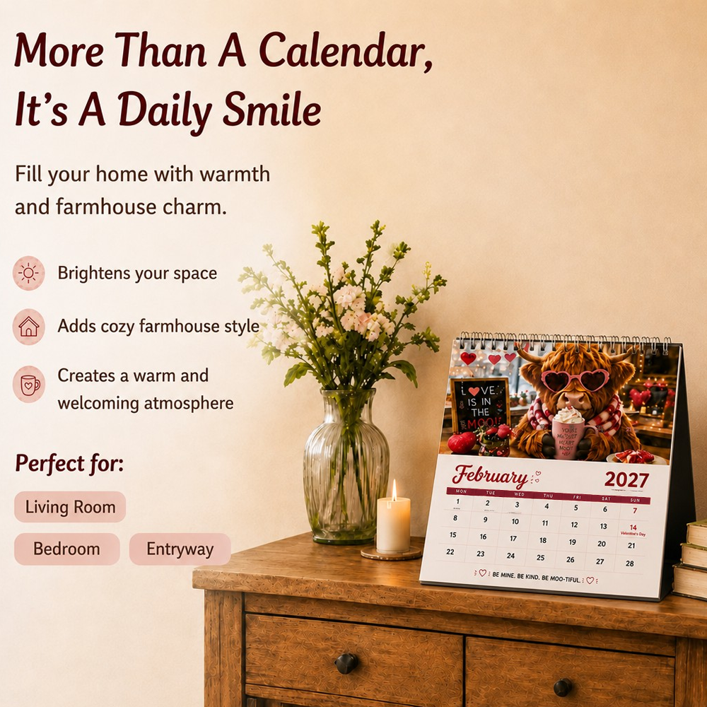 upsell 2027 & 2026  Funny Highland Cow Wall Calendar A4 Calendar---Polarvix®