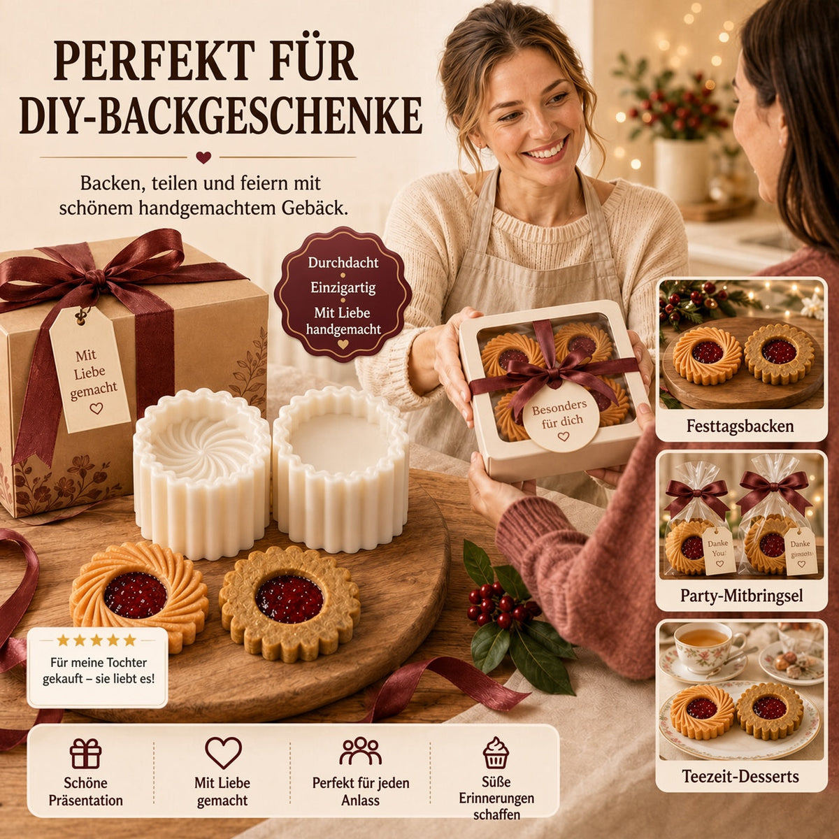 🥮🥮1 kaufen, 1 gratis! Kreative 2-in-1-Teigform – Zwei Designs für einfaches & schönes Backen