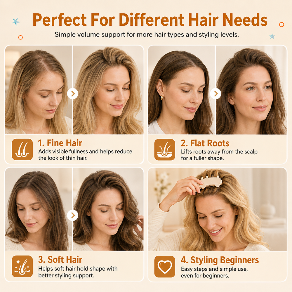 Wireless Heated Volumizing Root Lift Clip, Portable Travel Hair Styling Tool for Flat Fine Hair