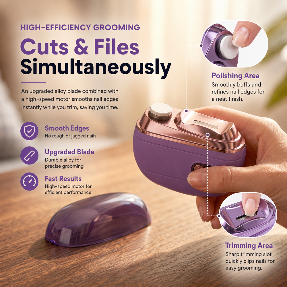 ✂️ LIMITED-TIME 40% OFF! 💅 2-in-1 Smart Electric Nail Clipper & Polisher 🌟Polarvix®