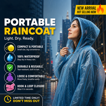 🌧️ Pocket-Size Emergency Rain Poncho, Ball-Packed Waterproof Raincoat, One-Size Lightweight Rain Protection for Travel, Hiking & Outdoor🌈---Polarvix®