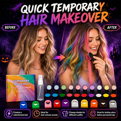 🔥 LIMITED-TIME OFFER – 40% OFF! 🌈 12-Color Temporary Hair Chalk Set for Halloween, Parties & Festivals 🎃---Polarvix®