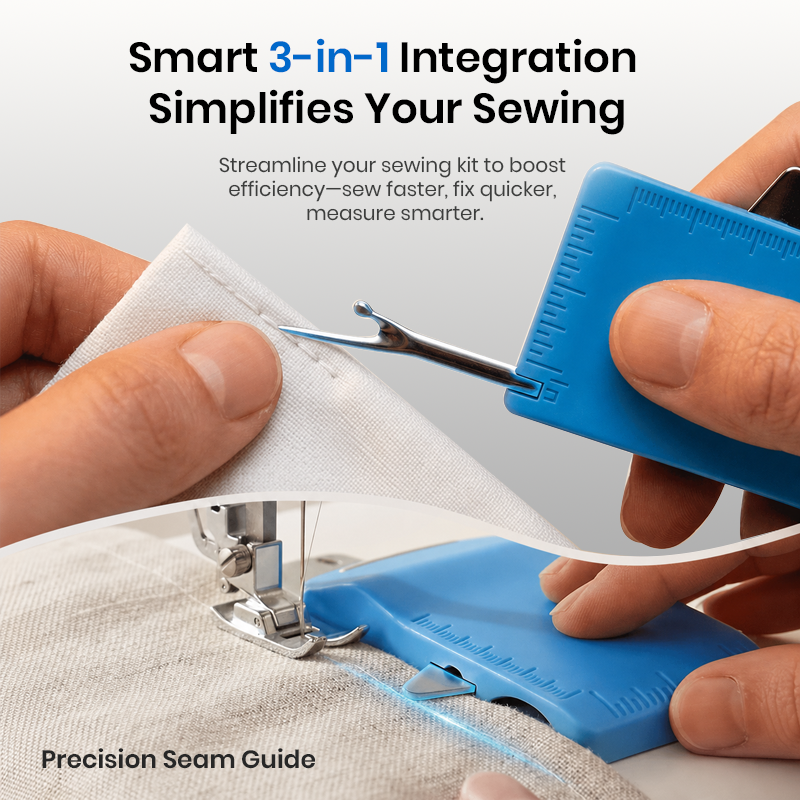 Polarvix® 🧵  🧵Multi-Purpose Sewing Seam Guide & Stitch Ripper – Easy Seam Allowance Measuring and Stitch Removal✂️🪡
