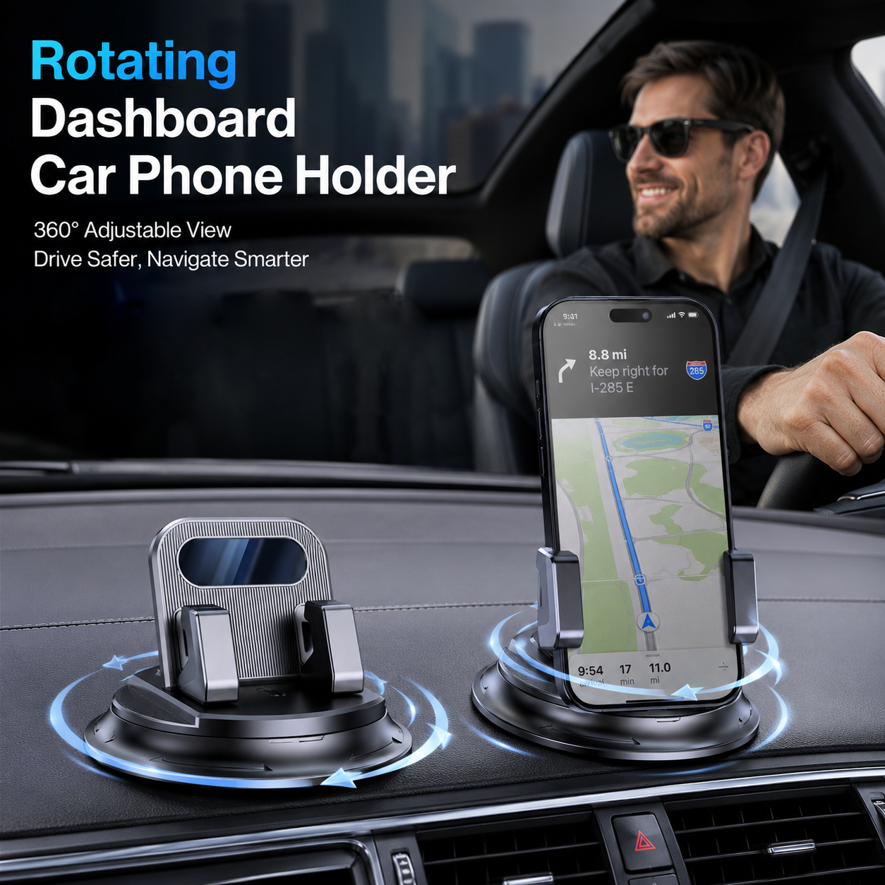 Polarvix® 🚗 40% OFF NOW!📱 Rotating Dashboard Car Phone Holder – 360° Adjustable & Anti-Slip – Hands-Free Phone Mount 🛡️