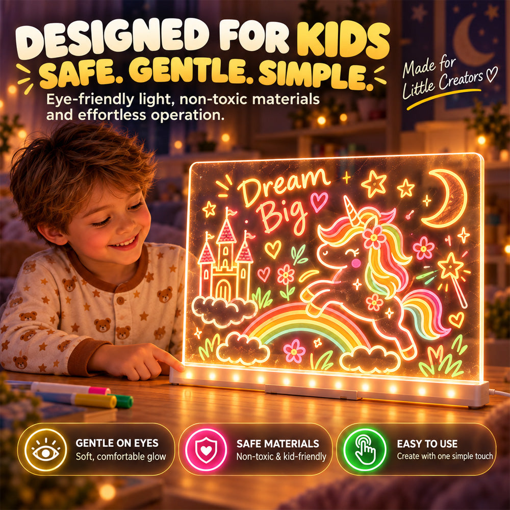 🎨 Light Up LED Drawing Board for Kids, Erasable Acrylic Message Writing Board, Reusable Glow Art Board with Markers✨