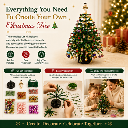 🔥2026 Hot Sale🔥 Elegant Beaded Mini Christmas Tree – Collector's Holiday Decor Set, Tabletop 🎄