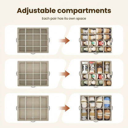 👟 Fabric Shoe Organizer Storage Box – Foldable, Large Capacity, Dustproof & Breathable for Closet & Bedroom Polarvix®🧺✨