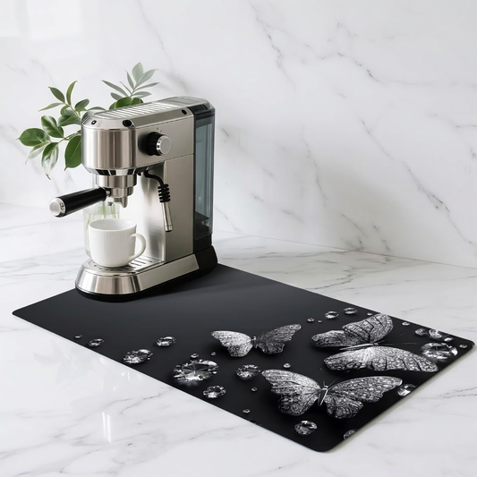 Verotixacosh Coffee Mat 17" x 32" - Extra Large Absorbent & Non-Slip Dish Drying Mat, Coffee Bar Accessories, Waterproof Kitchen Countertop Protector Mat