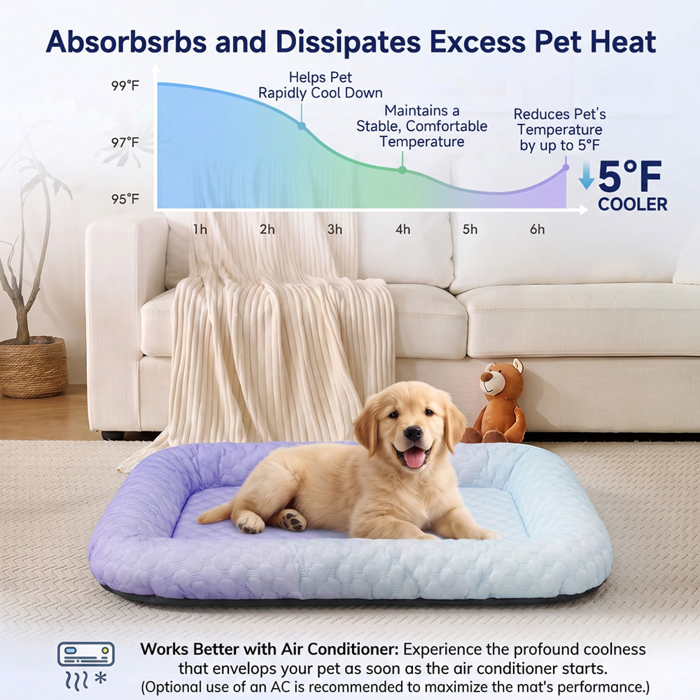 ❄️Pet Cooling Mat for Dogs & Cats 🐾  Naturally Cool Ice-Silk Pad • Breathable, Washable & Soft---Polarvix®