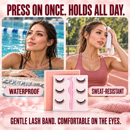 🌺 Self-Stick False Eyelashes – No Glue, 3-Second Application, Natural & Reusable