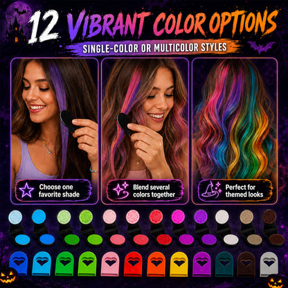 🔥 LIMITED-TIME OFFER – 40% OFF! 🌈 12-Color Temporary Hair Chalk Set for Halloween, Parties & Festivals 🎃---Polarvix®