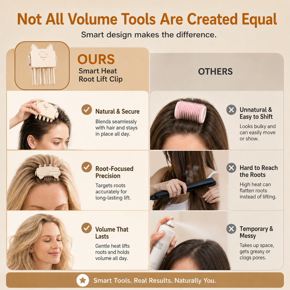 Wireless Heated Volumizing Root Lift Clip, Portable Travel Hair Styling Tool for Flat Fine Hair