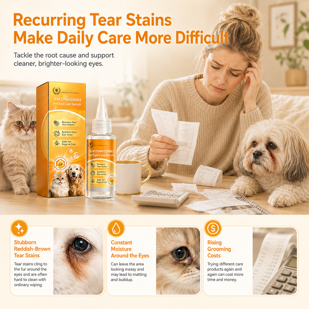 Daily Eye Cleaning--Gentle Pet Eye Stain Remover Drops, Nourishing Soothing Essence for Dogs and Cats Polarvix®