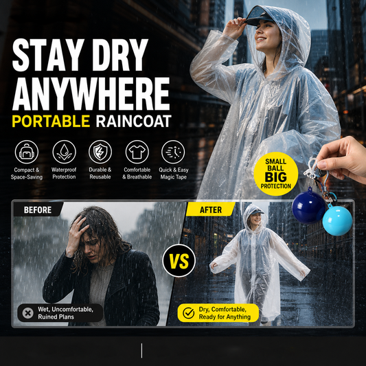 🌧️ Pocket-Size Emergency Rain Poncho, Ball-Packed Waterproof Raincoat, One-Size Lightweight Rain Protection for Travel, Hiking & Outdoor🌈---Polarvix®