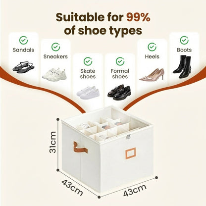 👟 Fabric Shoe Organizer Storage Box – Foldable, Large Capacity, Dustproof & Breathable for Closet & Bedroom Polarvix®🧺✨