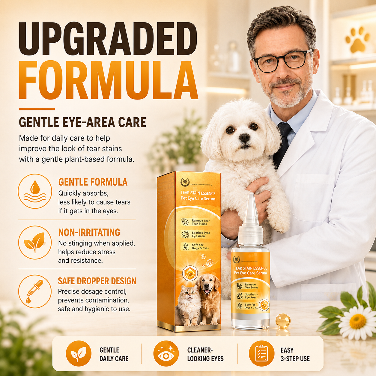 Daily Eye Cleaning--Gentle Pet Eye Stain Remover Drops, Nourishing Soothing Essence for Dogs and Cats Polarvix®