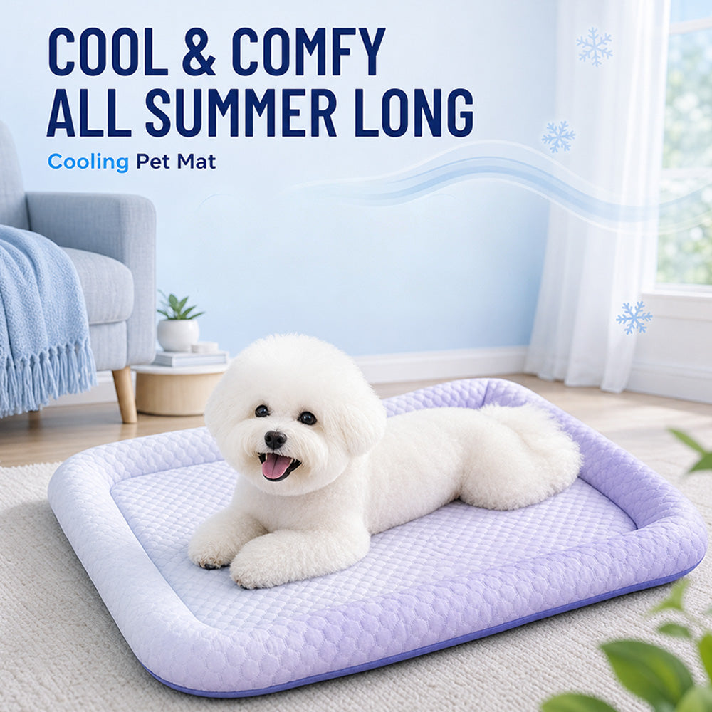 ❄️Pet Cooling Mat for Dogs & Cats 🐾  Naturally Cool Ice-Silk Pad • Breathable, Washable & Soft---Polarvix®