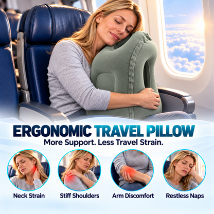 😴 LIMITED-TIME 40% OFF! ✈️ Inflatable Ergonomic Hollow-Cutout Travel Pillow – PVC Flocking, Quick Inflate, With Storage Bag ✨