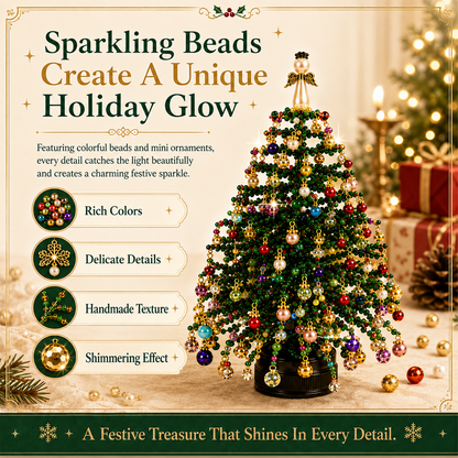 🔥2026 Hot Sale🔥 Elegant Beaded Mini Christmas Tree – Collector's Holiday Decor Set, Tabletop 🎄