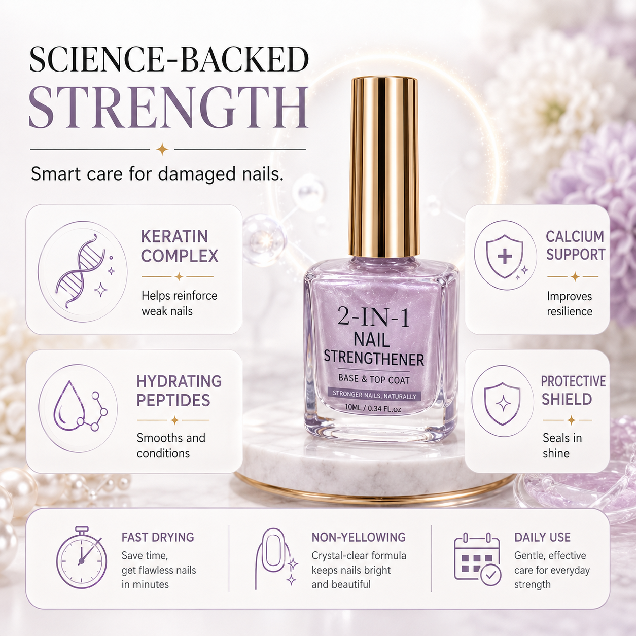 upsell ⏰ 45% OFF !! 💅 Lilac Glossy Nail Strengthener – Strengthen Weak Nails & Restore Natural Shine Polarvix®