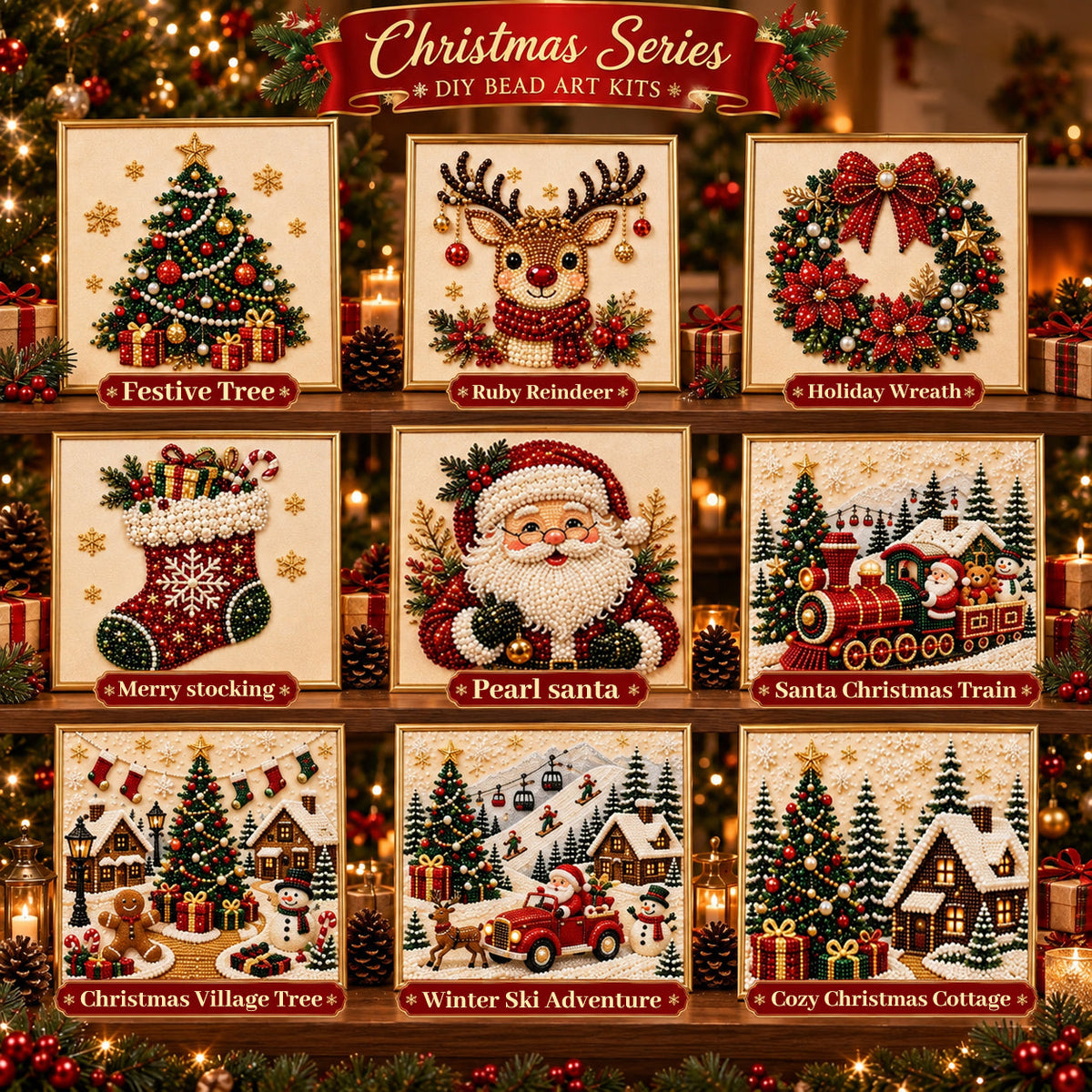 ✨ 3D Christmas Pearl Craft Kit🎅 – Relaxing DIY Holiday Art | All‑In‑One Framed Pearl Diamond Painting for Christmas Decor & Heartwarming Family Gifts