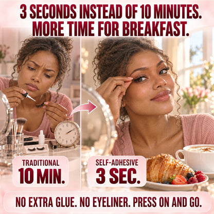 🌺 Self-Stick False Eyelashes – No Glue, 3-Second Application, Natural & Reusable