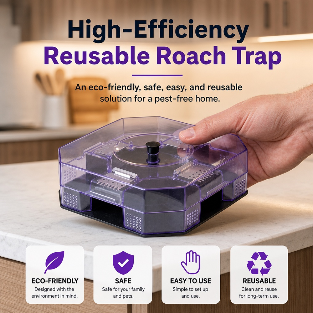 ⏳Time-Limited Special⏰ Reusable Roach Trap – Physical capture, no toxic sprays. One‑way doors, easy to check & clean. Safe for homes with kids & pets! 🏠✨---Polarvix®
