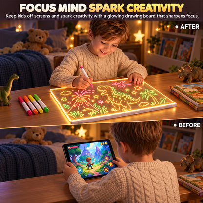 🎨 Light Up LED Drawing Board for Kids, Erasable Acrylic Message Writing Board, Reusable Glow Art Board with Markers✨