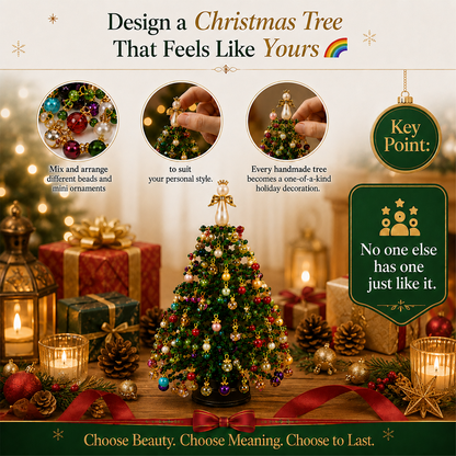🔥2026 Hot Sale🔥 Elegant Beaded Mini Christmas Tree – Collector's Holiday Decor Set, Tabletop 🎄