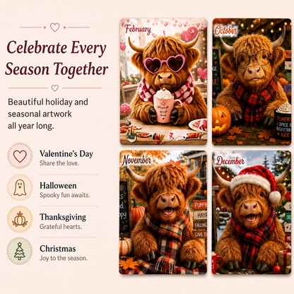 upsell 2027 & 2026  Funny Highland Cow Wall Calendar A4 Calendar---Polarvix®