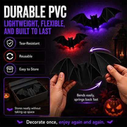 🎃 3D LED Bat Light Halloween Wall Decor🦇🦇 – Polarvix® Glowing Spooky Party Ornaments