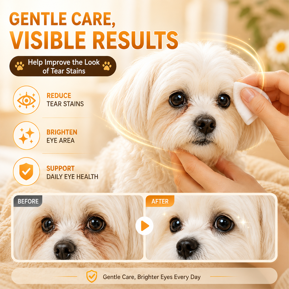 Daily Eye Cleaning--Gentle Pet Eye Stain Remover Drops, Nourishing Soothing Essence for Dogs and Cats Polarvix®