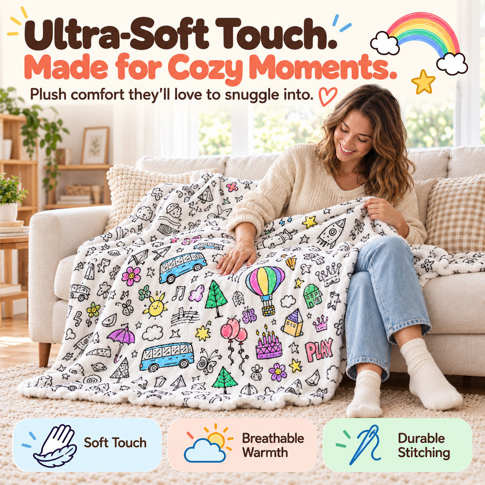 LAST DAY SALE 50% OFF+Free Marker Pen Set!!🎨✨Creative Cozy Coloring Blanket Kit | Creative Arts & Crafts, Ultimate DIY Gift